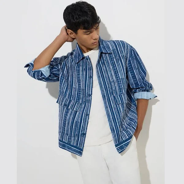 Westside ETA Indigo Striped Relaxed-Fit Cotton Shirt